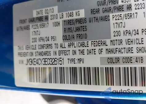 2014 Mazda Cx-5 Touring из США, поврежденный, VIN JM3KE4CY3E0326151